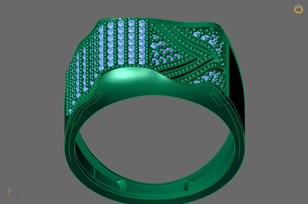Gents Rings Diamond Men Ring STL 3DM 3D ready print model 3D print model_4