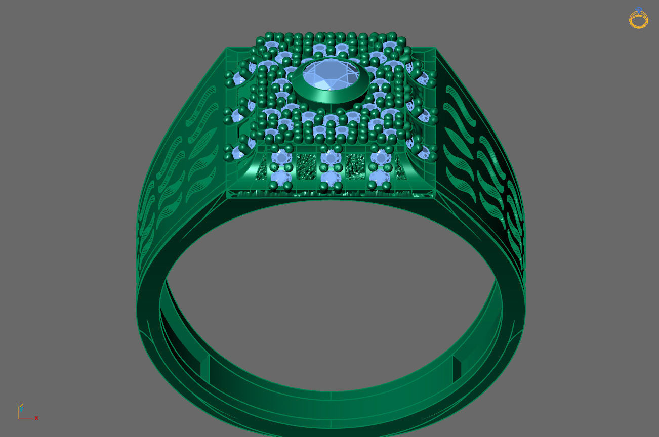 Gents Rings Diamond Men Ring STL 3DM 3D ready print model 3D print model_4