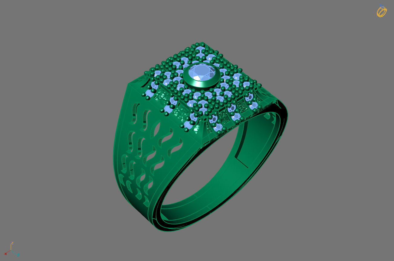 Gents Rings Diamond Men Ring STL 3DM 3D ready print model 3D print model_1