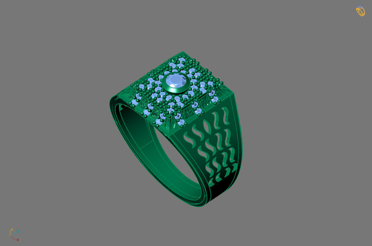 Gents Rings Diamond Men Ring STL 3DM 3D ready print model 3D print model_2