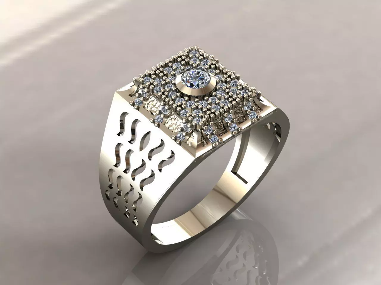 Gents Rings Diamond Men Ring STL 3DM 3D ready print model 3D print model_0