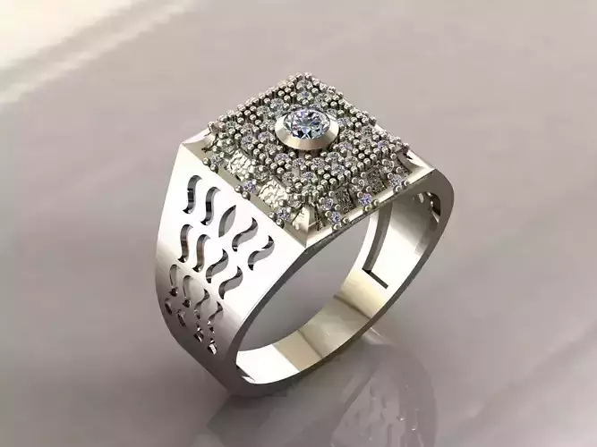 Gents Rings Diamond Men Ring STL 3DM 3D ready print model 3D print model