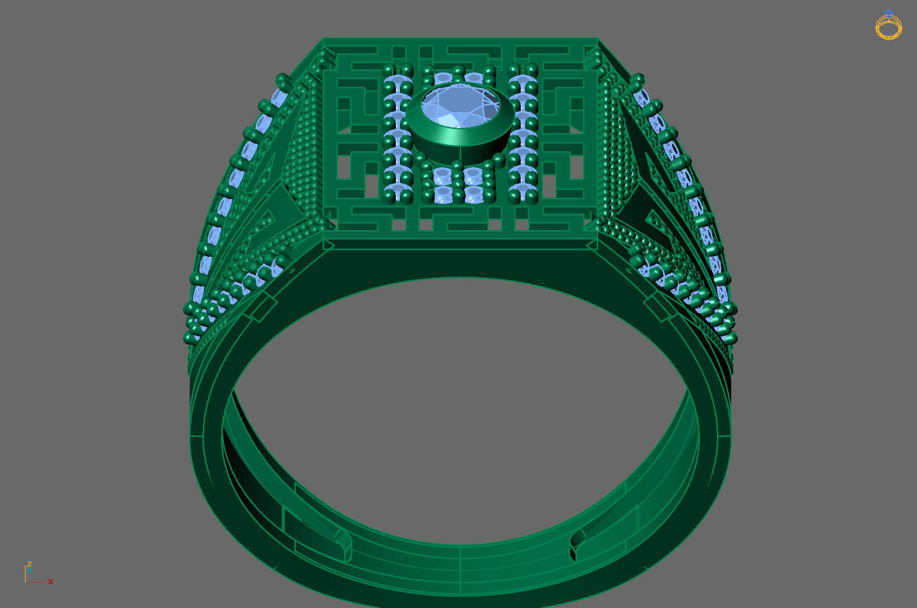 Gents Rings Diamond Men Ring STL 3DM 3D ready print model 3D print model_4