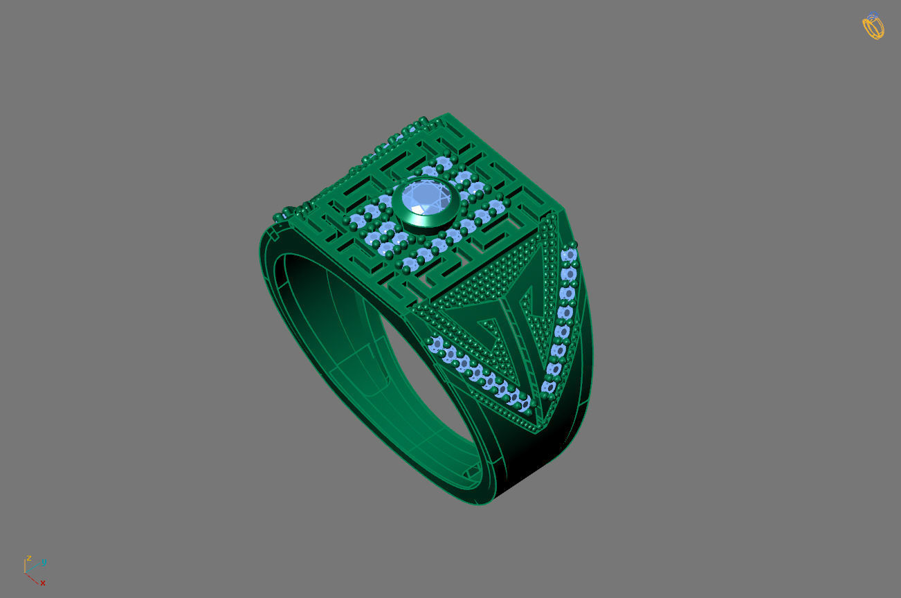Gents Rings Diamond Men Ring STL 3DM 3D ready print model 3D print model_2