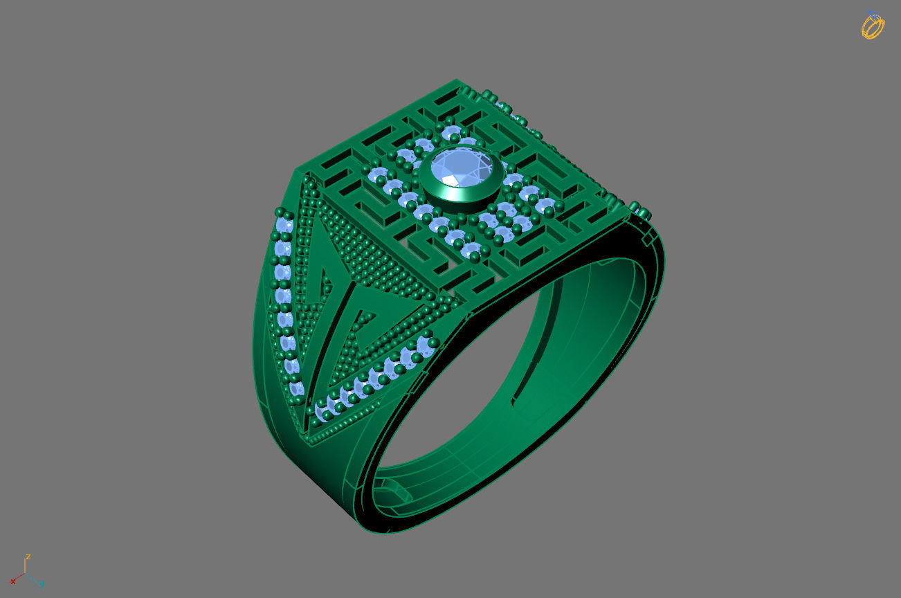 Gents Rings Diamond Men Ring STL 3DM 3D ready print model 3D print model_1
