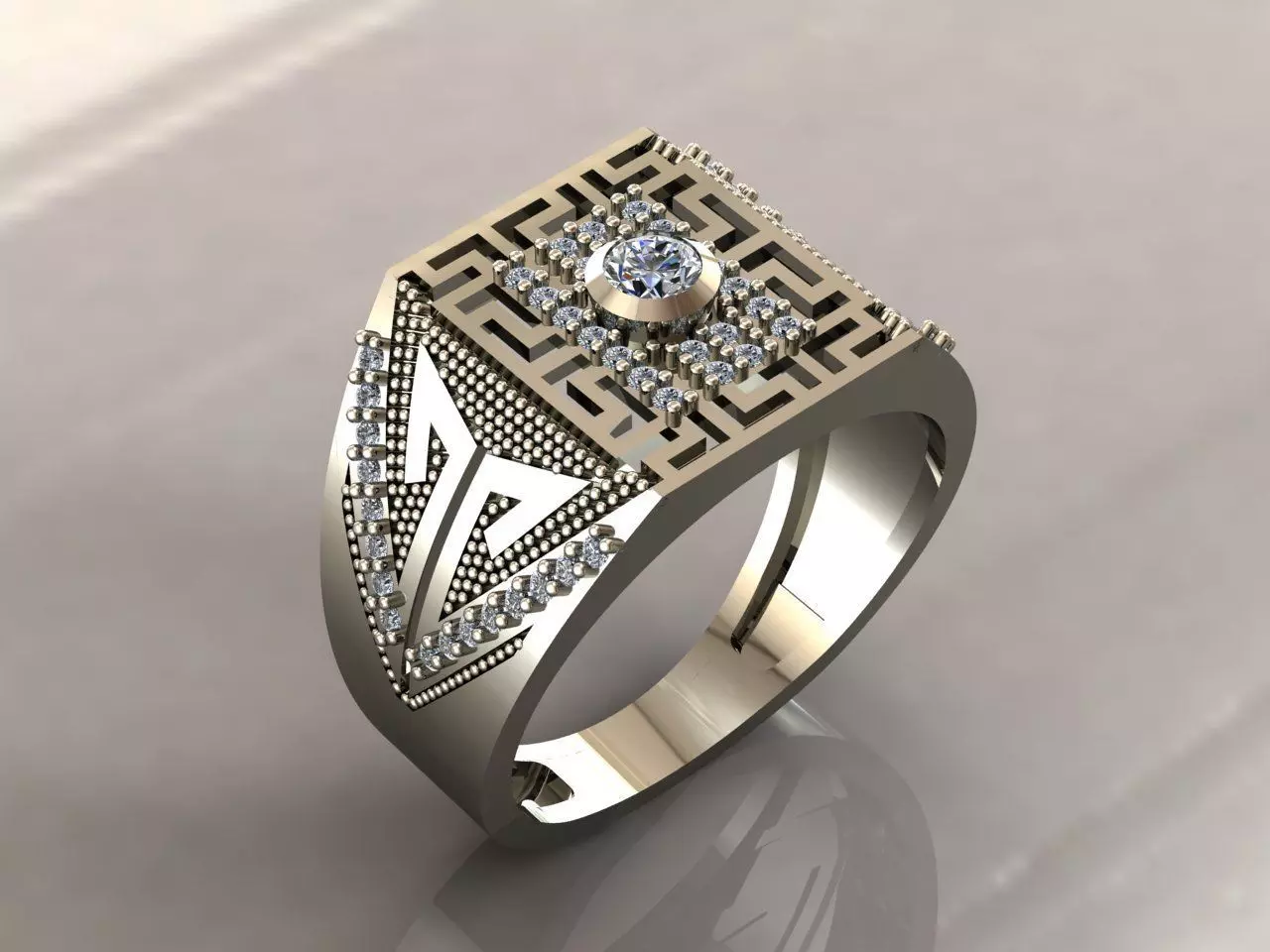 Gents Rings Diamond Men Ring STL 3DM 3D ready print model 3D print model_0