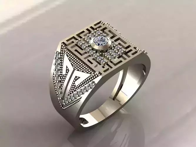 Gents Rings Diamond Men Ring STL 3DM 3D ready print model 3D print model