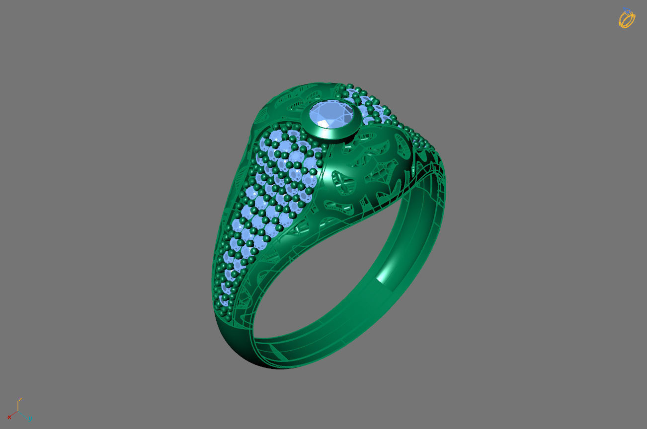 Gents Rings Diamond Men Ring STL 3DM 3D ready print model 3D print model_1