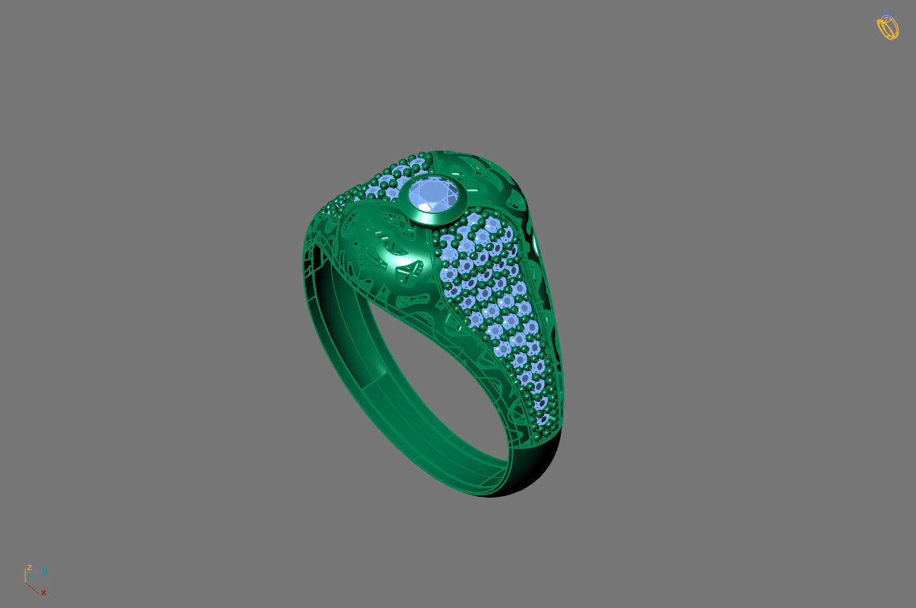 Gents Rings Diamond Men Ring STL 3DM 3D ready print model 3D print model_2