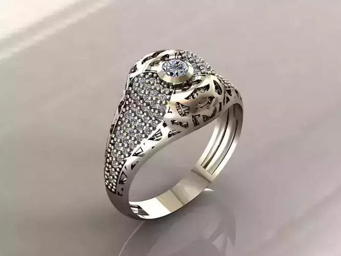 Gents Rings Diamond Men Ring STL 3DM 3D ready print model 3D print model