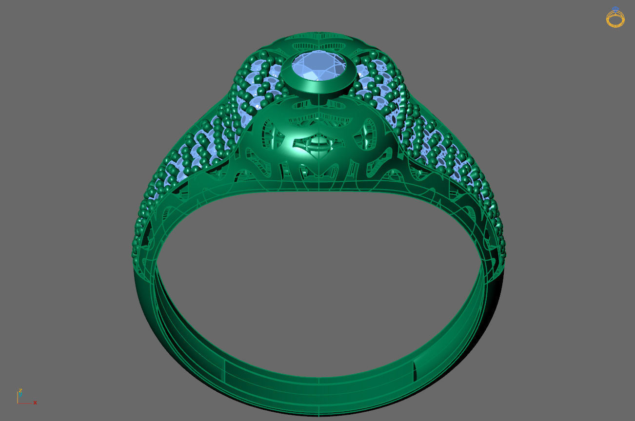 Gents Rings Diamond Men Ring STL 3DM 3D ready print model 3D print model_4