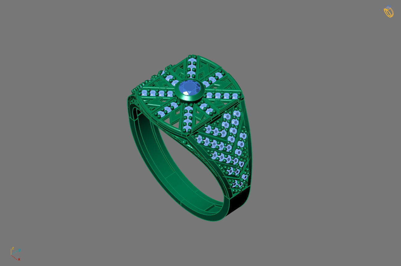 Gents Rings Diamond Men Ring STL 3DM 3D ready print model 3D print model_2