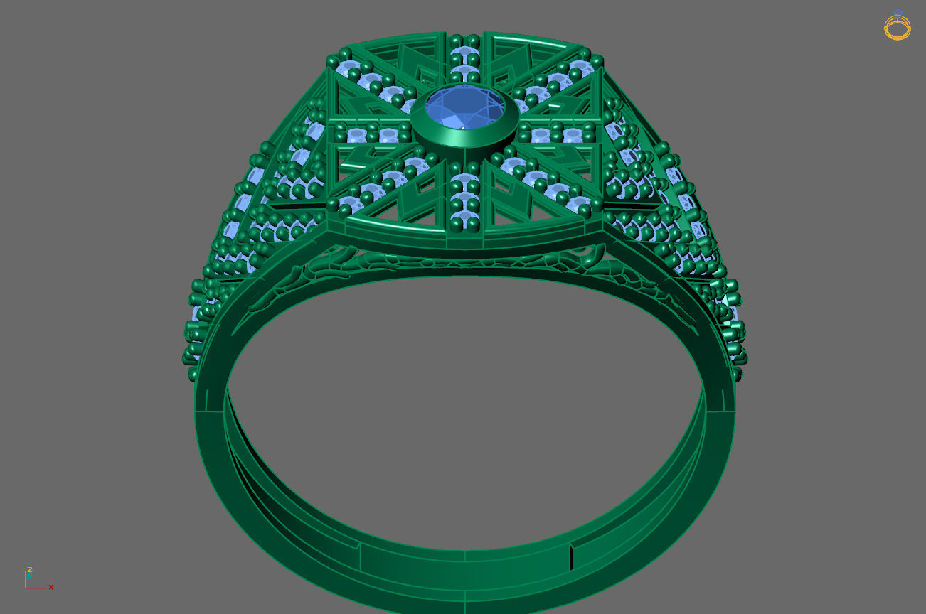 Gents Rings Diamond Men Ring STL 3DM 3D ready print model 3D print model_4