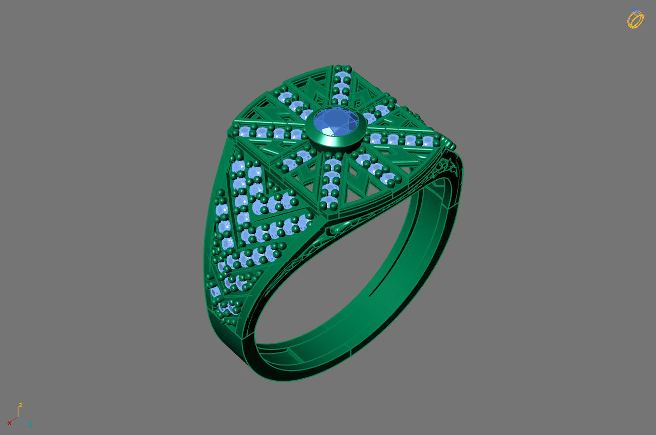 Gents Rings Diamond Men Ring STL 3DM 3D ready print model 3D print model_1