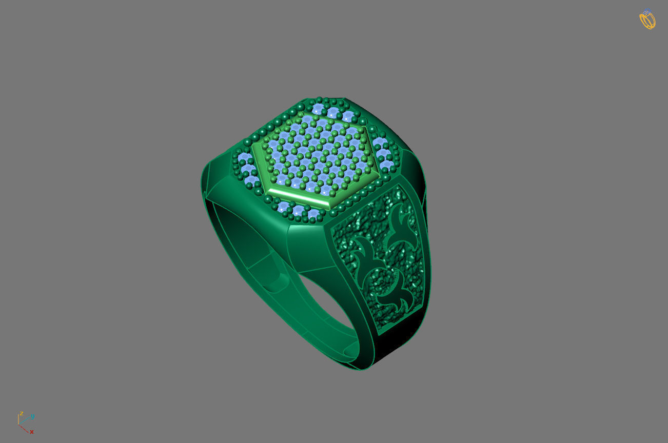 Gents Rings Diamond Men Ring STL 3DM 3D ready print model 3D print model_2