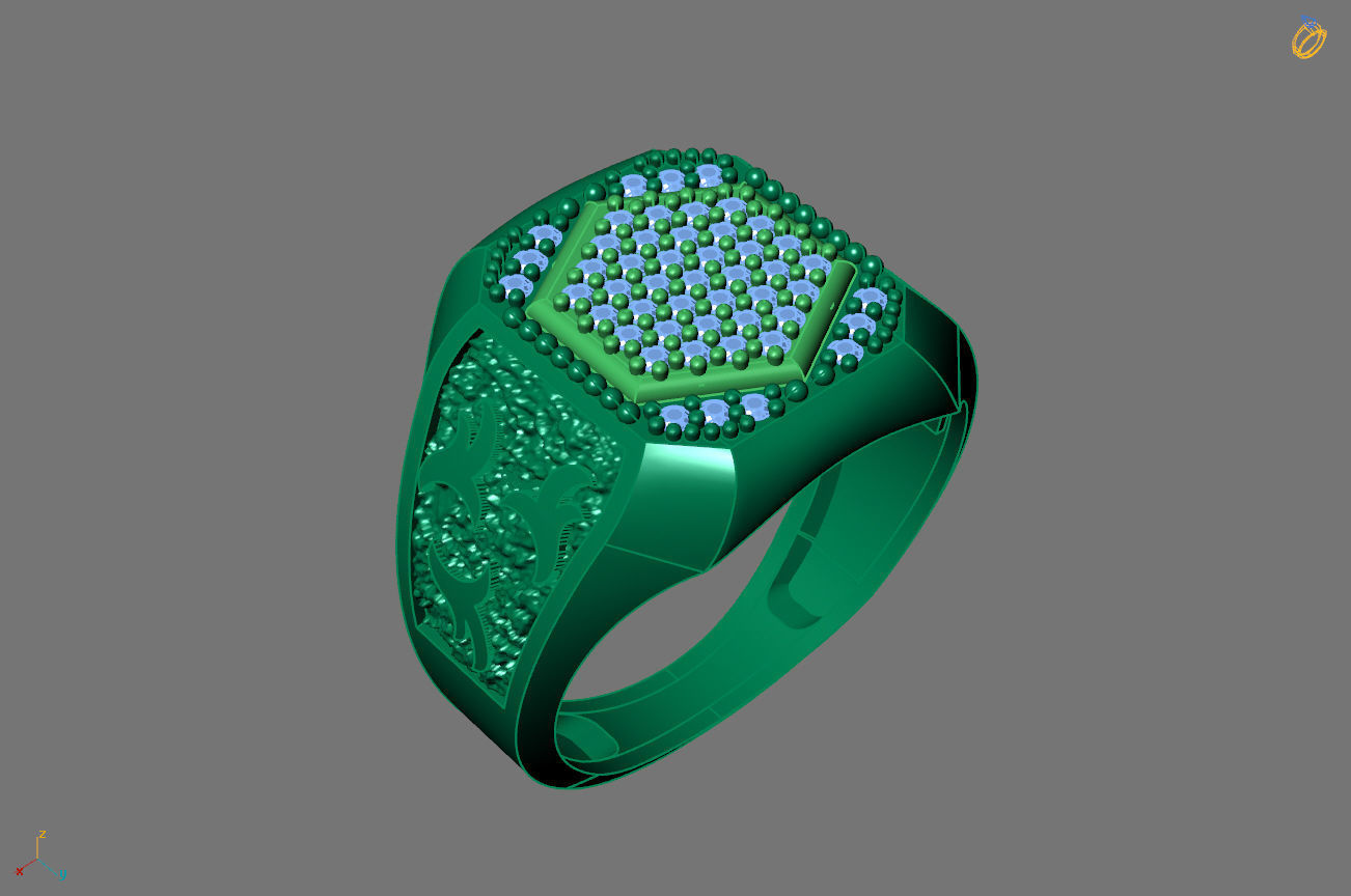 Gents Rings Diamond Men Ring STL 3DM 3D ready print model 3D print model_1