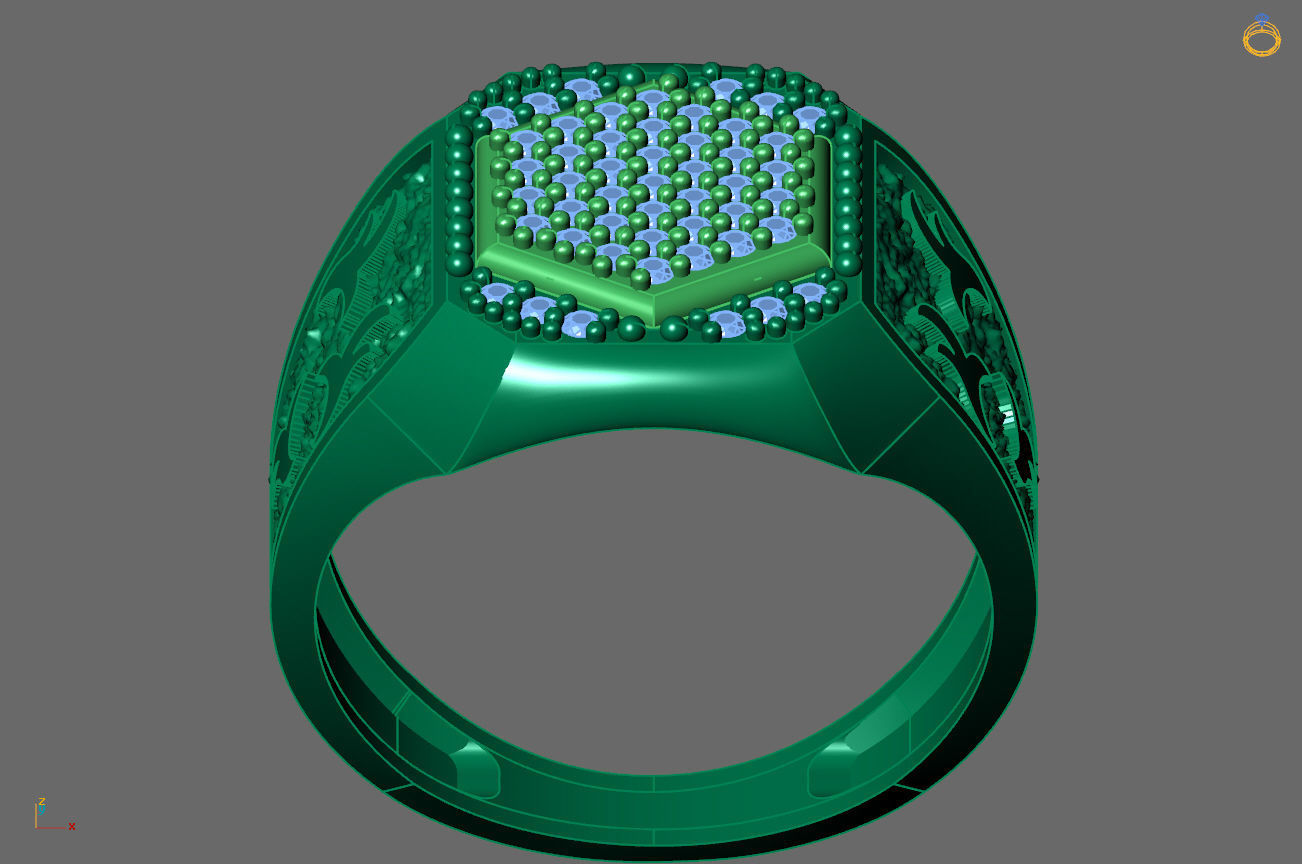 Gents Rings Diamond Men Ring STL 3DM 3D ready print model 3D print model_4