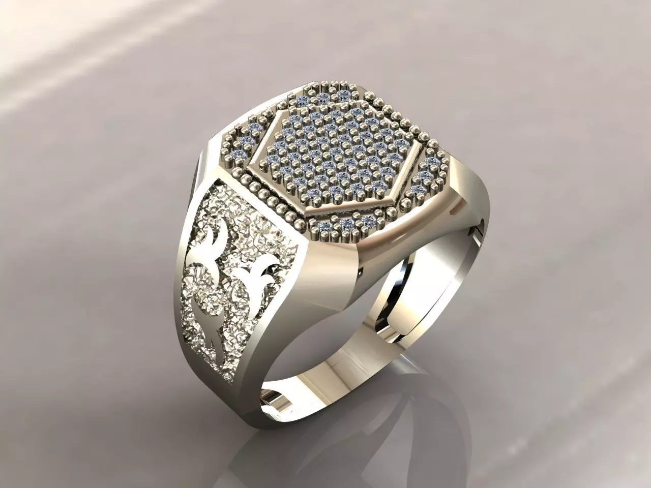 Gents Rings Diamond Men Ring STL 3DM 3D ready print model 3D print model_0