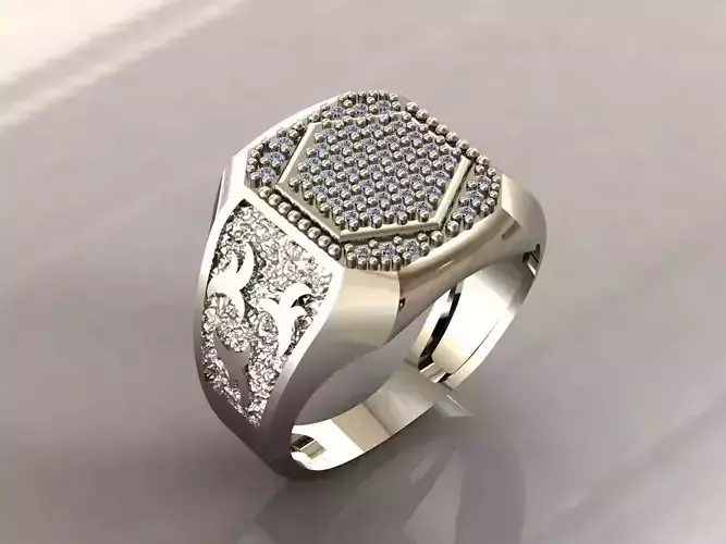 Gents Rings Diamond Men Ring STL 3DM 3D ready print model 3D print model