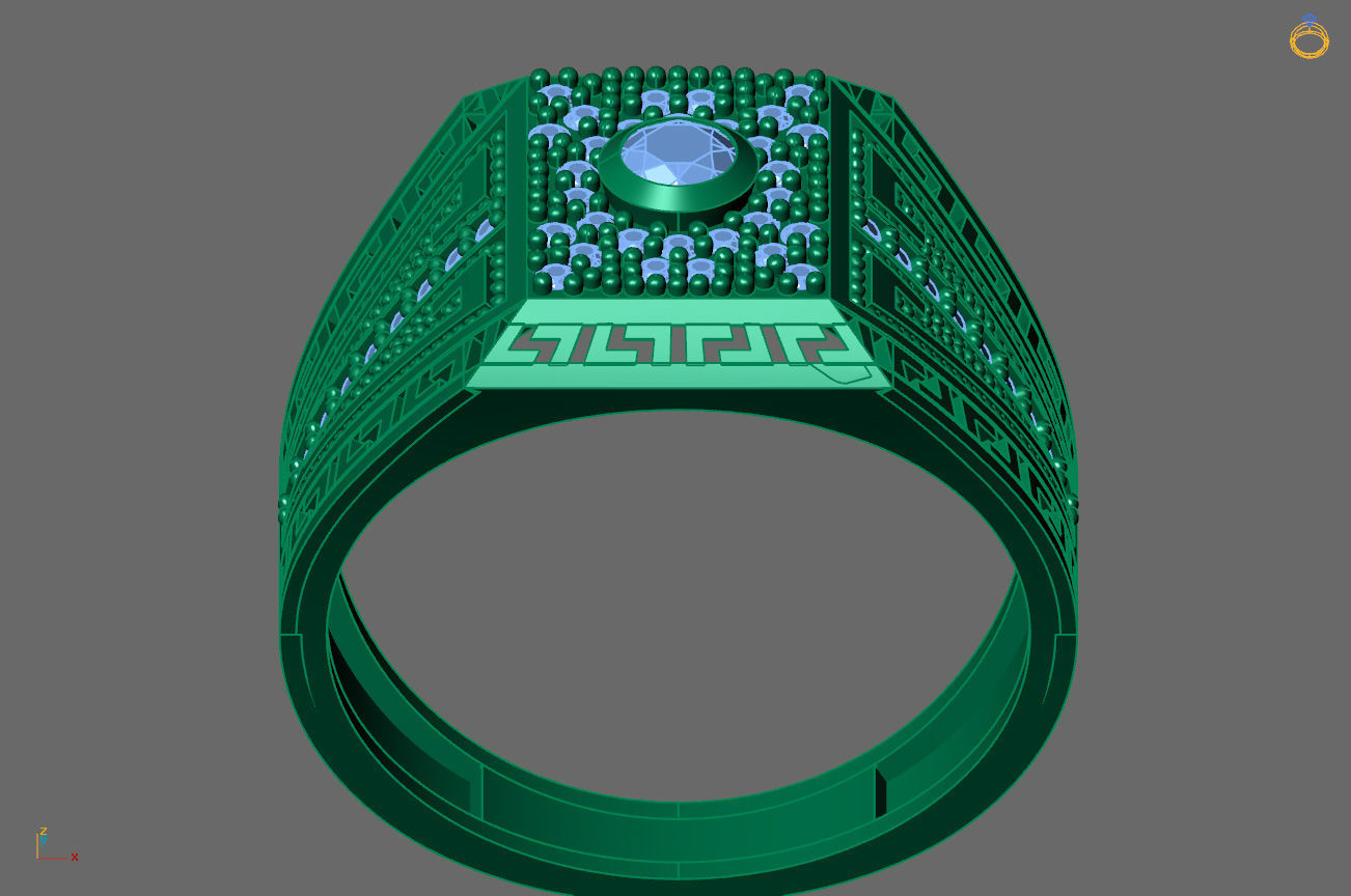 Gents Rings Diamond Men Ring STL 3DM 3D ready print model 3D print model_4