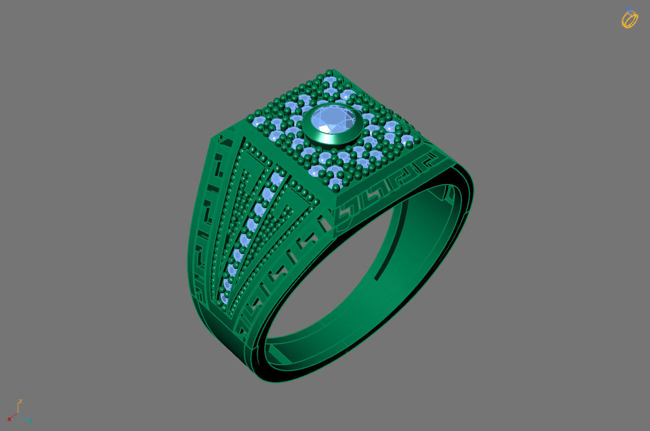 Gents Rings Diamond Men Ring STL 3DM 3D ready print model 3D print model_1