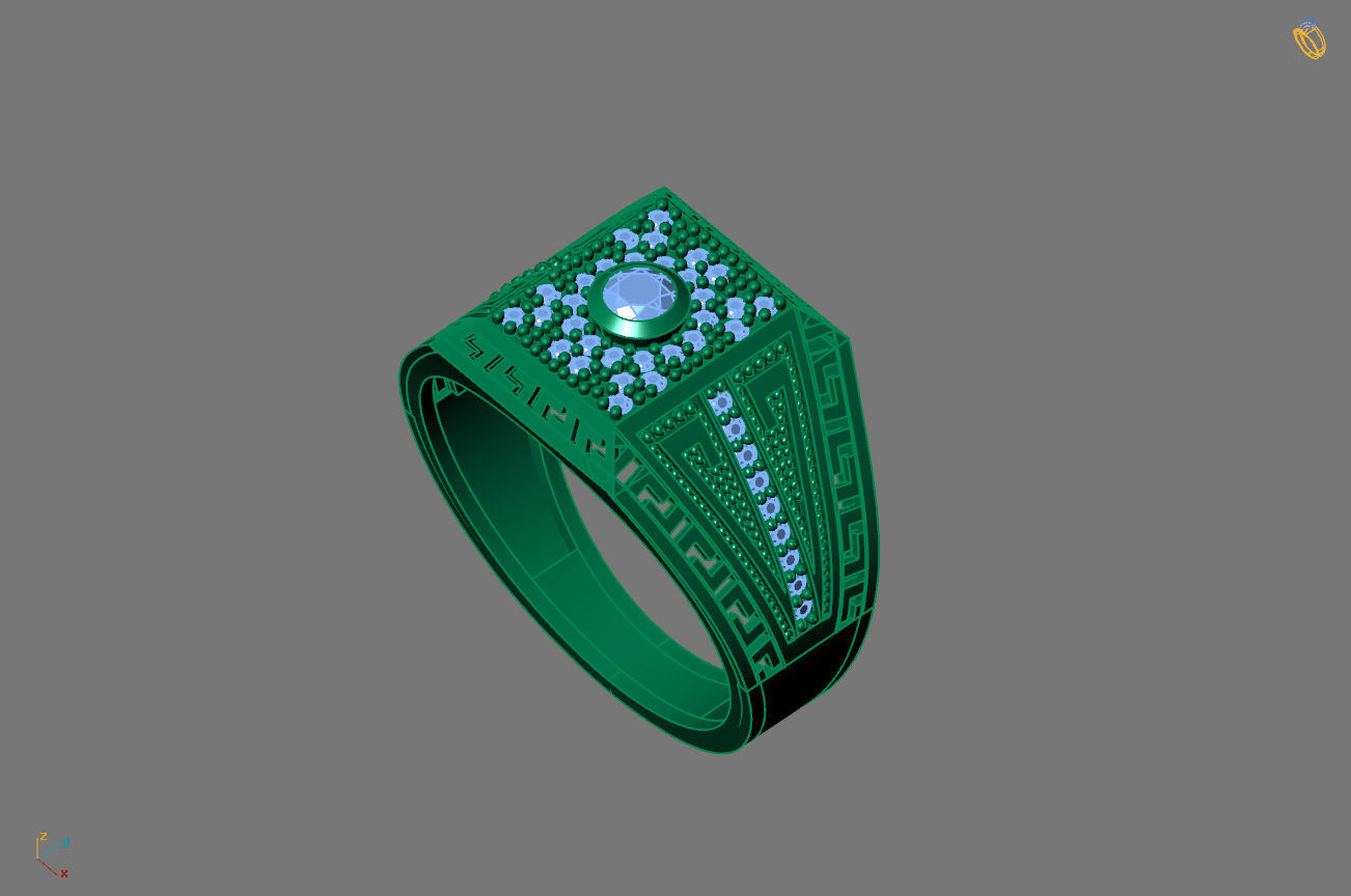 Gents Rings Diamond Men Ring STL 3DM 3D ready print model 3D print model_2