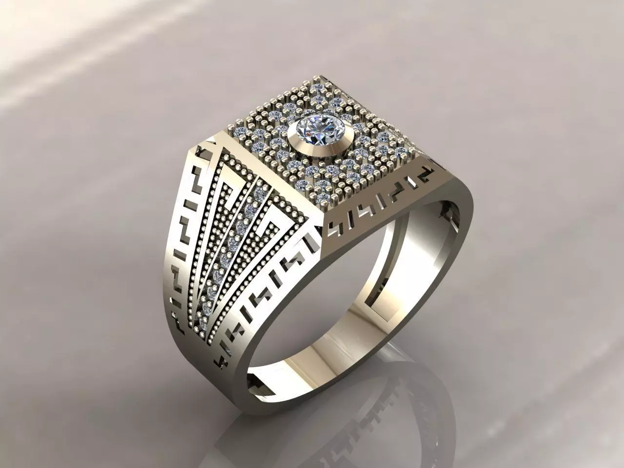 Gents Rings Diamond Men Ring STL 3DM 3D ready print model 3D print model_0