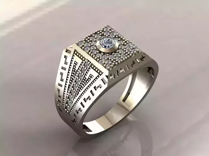 Gents Rings Diamond Men Ring STL 3DM 3D ready print model 3D print model