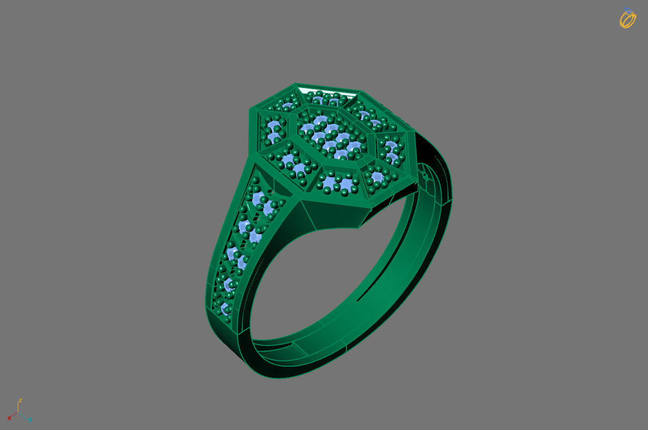 Gents Rings Diamond Men Ring STL 3DM 3D ready print model 3D print model_1