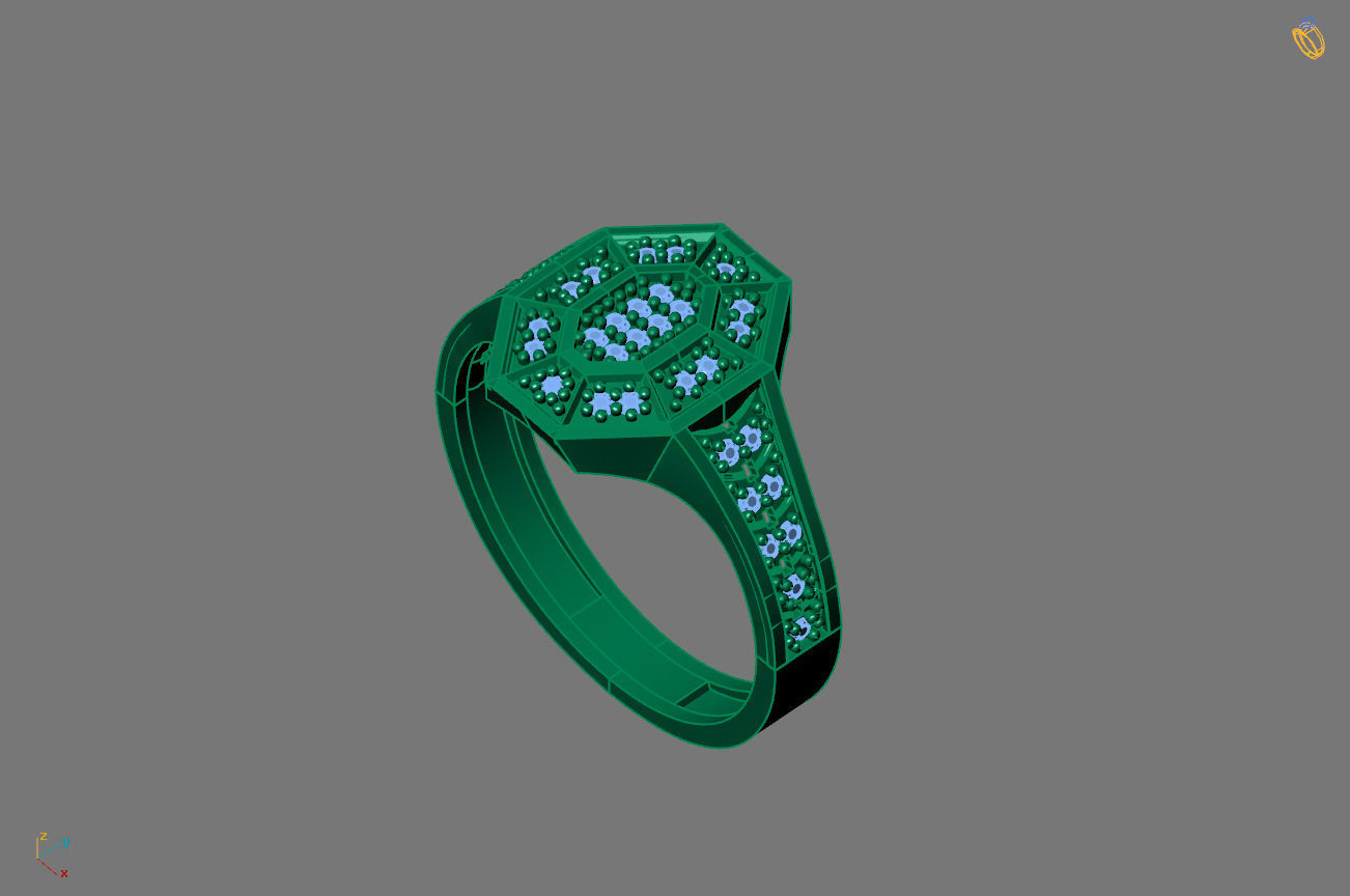 Gents Rings Diamond Men Ring STL 3DM 3D ready print model 3D print model_2