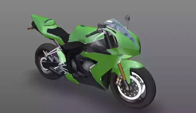 Kawasaki Ninja ZX-6R Sport Bike 3D Model Free Download Bike Free low-poly 3D model