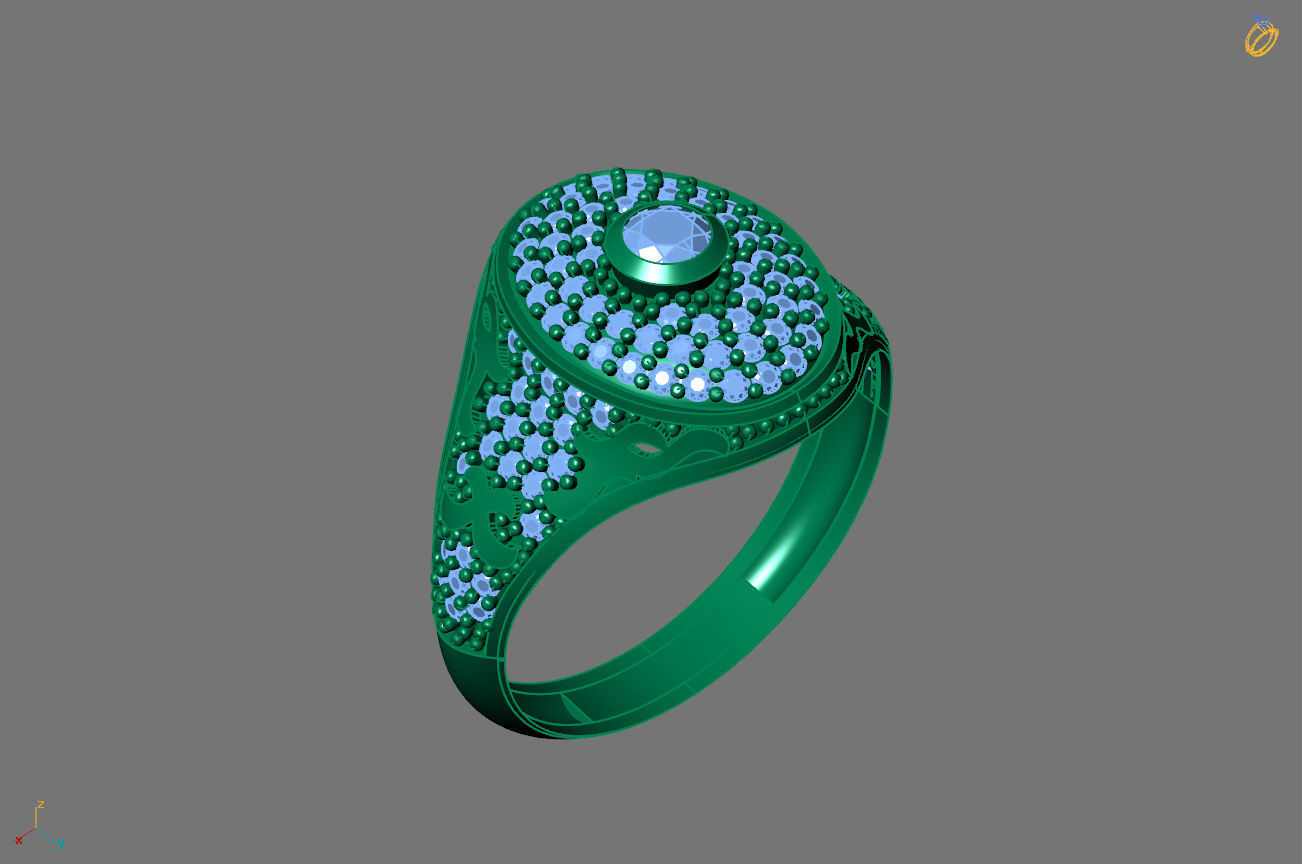 Gents Rings Diamond Men Ring STL 3DM 3D ready print model 3D print model_1