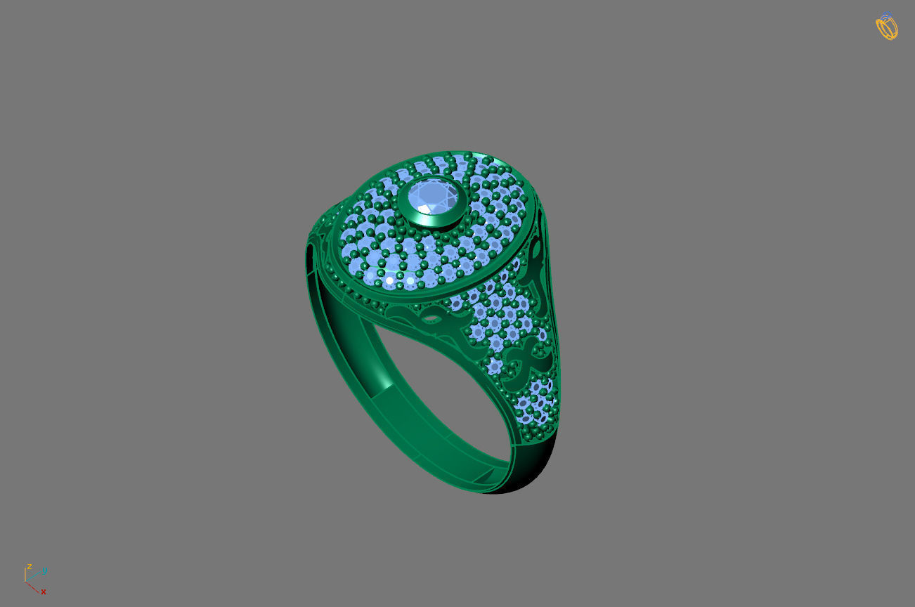 Gents Rings Diamond Men Ring STL 3DM 3D ready print model 3D print model_2