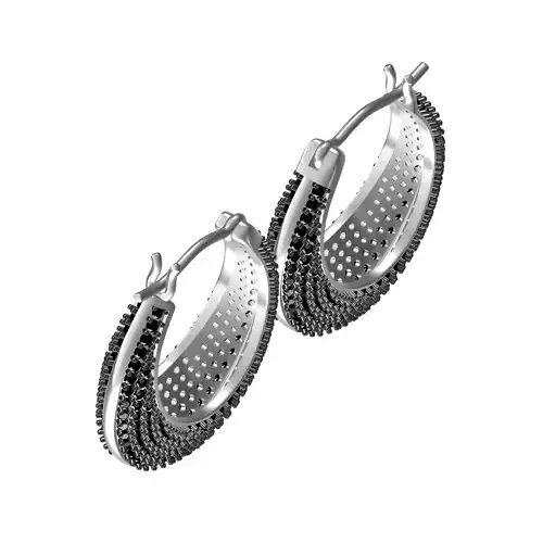 Black Diamond Pave Set Hoop Earring