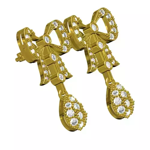 Antique Diamond Bow Drop Earring