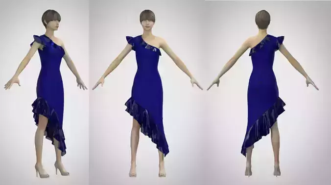 Fancy Night Dress Model 1 - A Possed 3D model