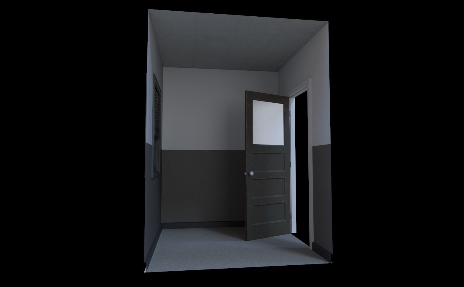 Office Simple Modular Structure Low-poly 3D model_1