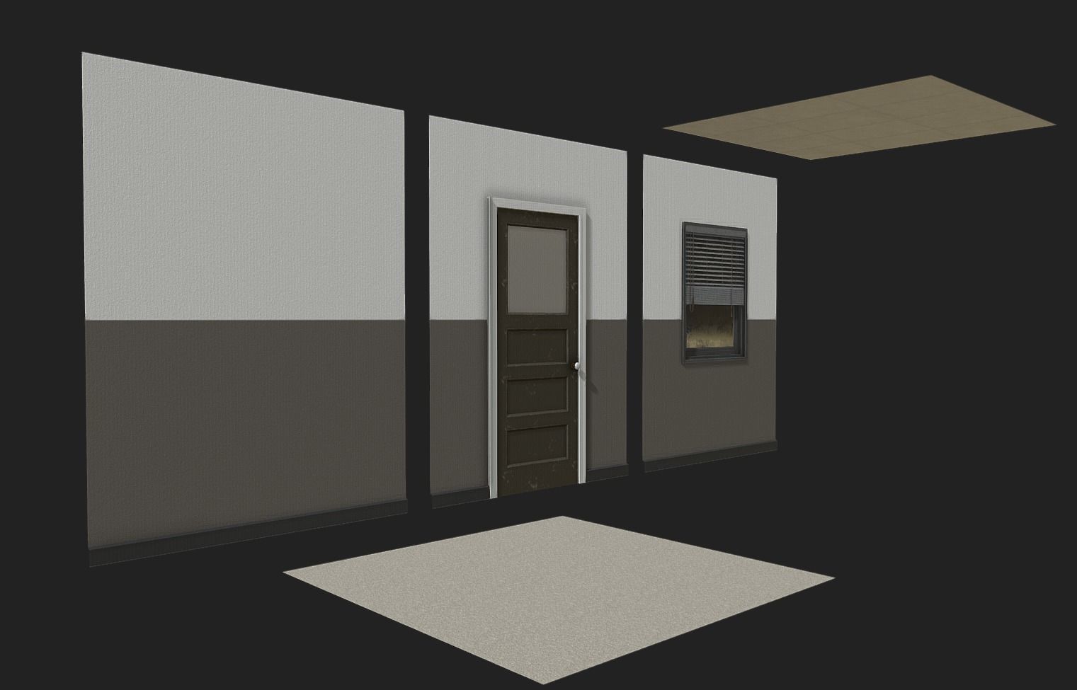 Office Simple Modular Structure Low-poly 3D model_4