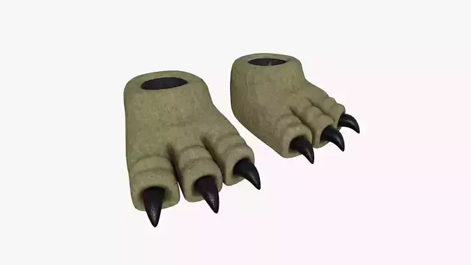 Slippers G02 Brown Dino Paw - Costume Character Design Low-poly 3D model