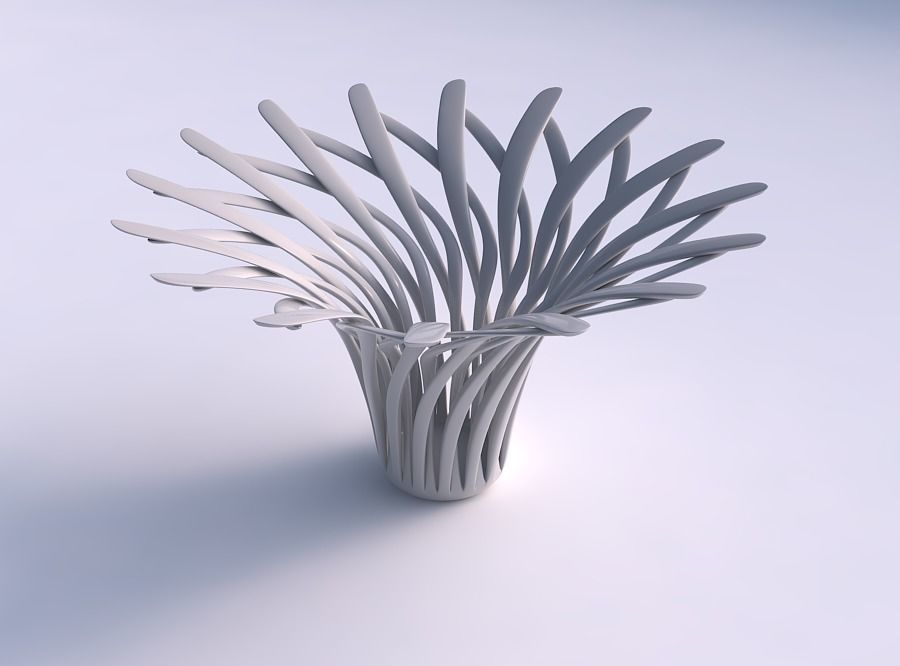 Bowl with twisted muscle structure widened top 3D print model_0