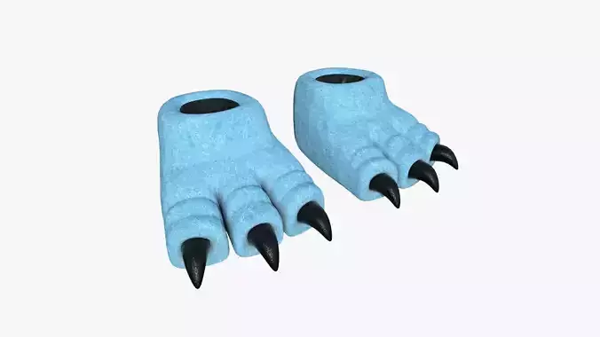 Slippers G03 Blue Dino Paw - Costume Character Design Low-poly 3D model