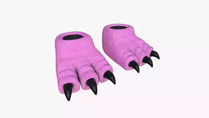 Slippers G04 Pink Dino Paw - Costume Character Design Low-poly 3D model