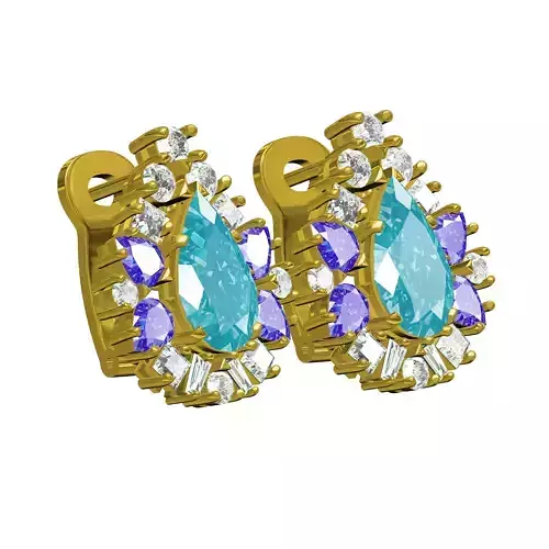 Round and Pear Diamond Floral Earring