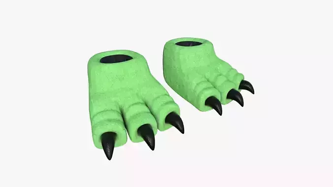 Slippers G05 Green Light Dino Paw - Costume Character Design Low-poly 3D model