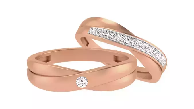 Couple Wedding Band Ring 3dm stl obj mtl gltf glb 