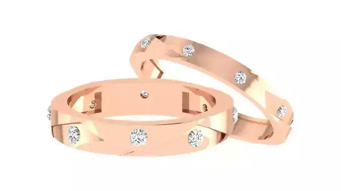 Couple Wedding Band Ring 3dm stl obj mtl gltf glb 