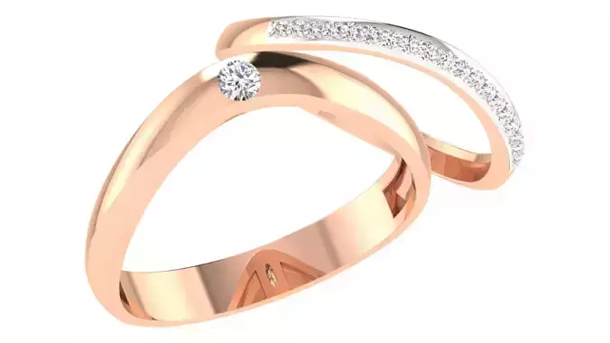 Couple Wedding Band Ring 3dm stl obj mtl gltf glb 