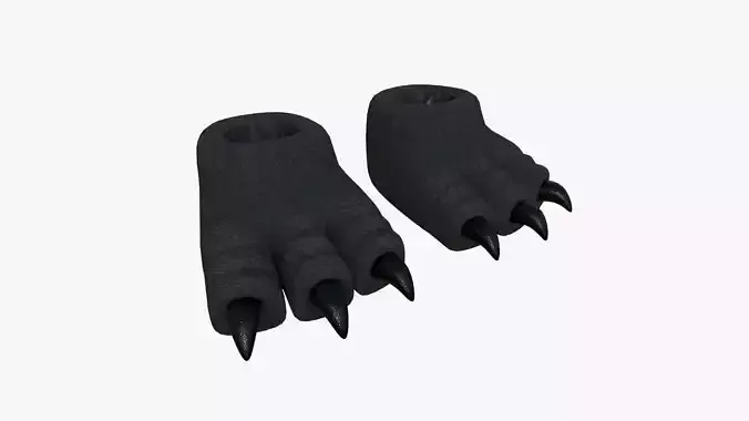 Slippers G08 Black Dino Paw - Costume Character Design Low-poly 3D model