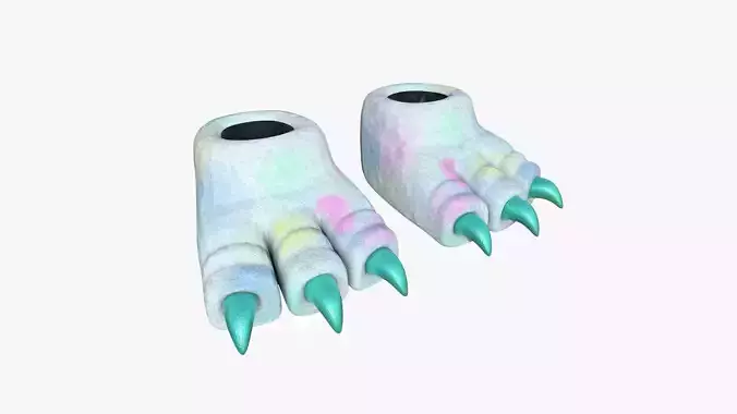 Slippers G10 Colored Dino Paw - Costume Character Design Low-poly 3D model