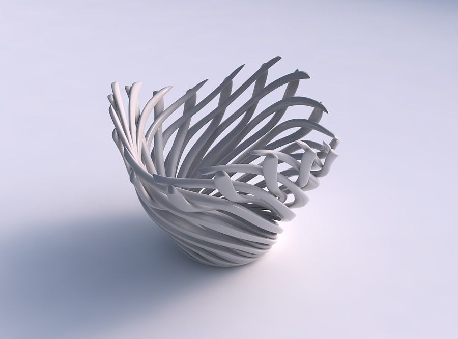 Bowl with twisted muscle structure twisted and tapered 2 wavy 3D print model_0